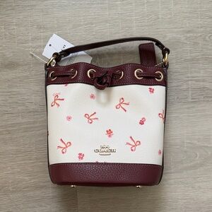 Coach Burgundy and Cream Bow Shoulder Bag